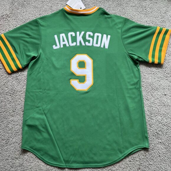 Official Reggie Jackson Oakland A's Cooperstown Throwback Jersey Nike Men Sz L - Picture 15 of 15